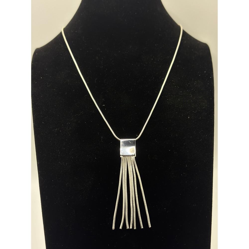 Apt. 9‎ Sterling Silver 925 Italy Snake Chain Tassel Fringe Necklace 16 Inch